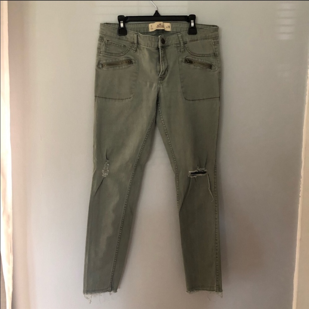Hollister-Olive Green Super Skinny Jeans.